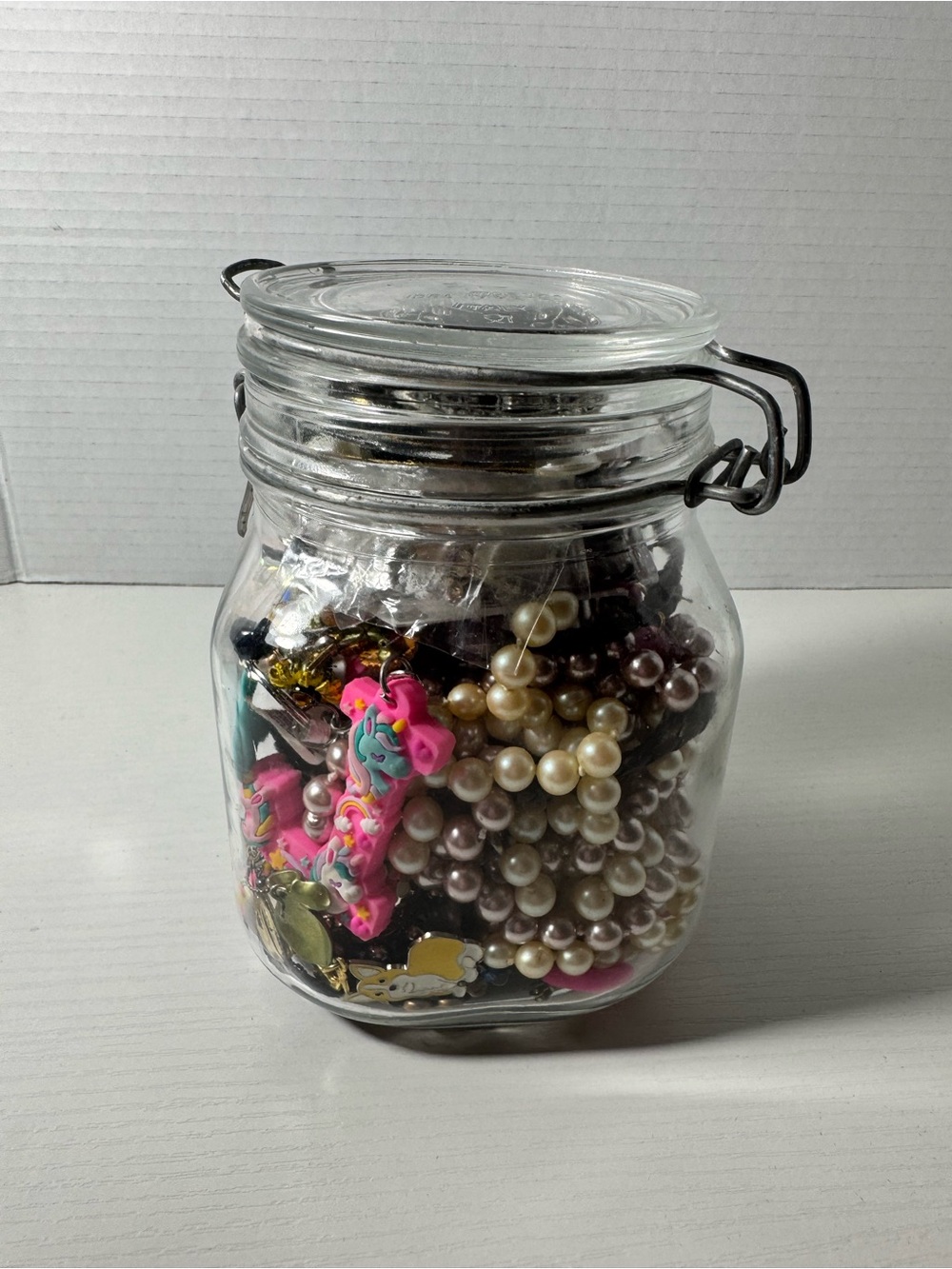 Glass Mystery Jewelry Jar with Clamp Lid
